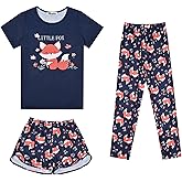 Mirawise Girls 3 Pc Pajamas Sleepwear Cotton Pjs Clothes Set 4-13 Years