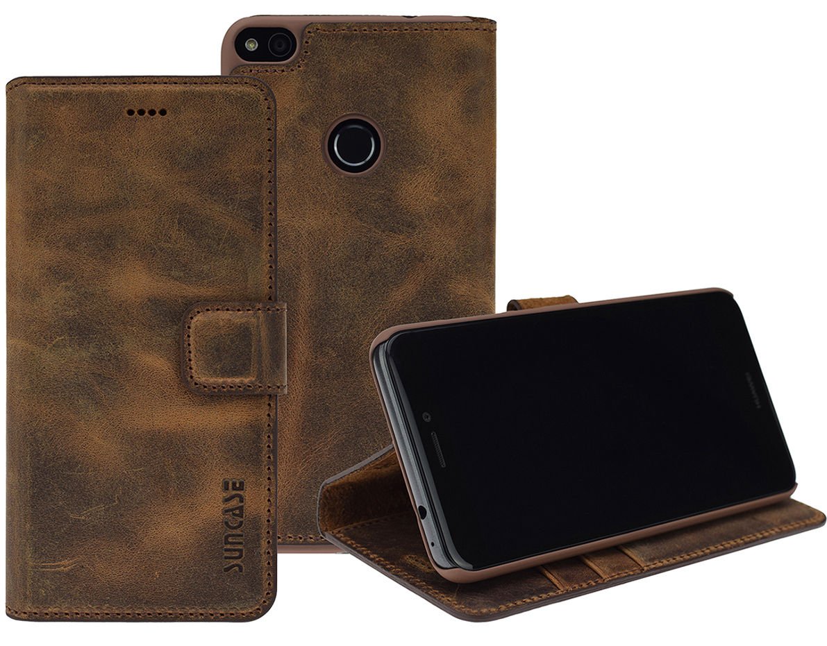 Huawei P8 Lite (2017) | (Slim Fit) Leather Book Style Case Leather Mobile Phone Case Cover With Stand And Card Slot