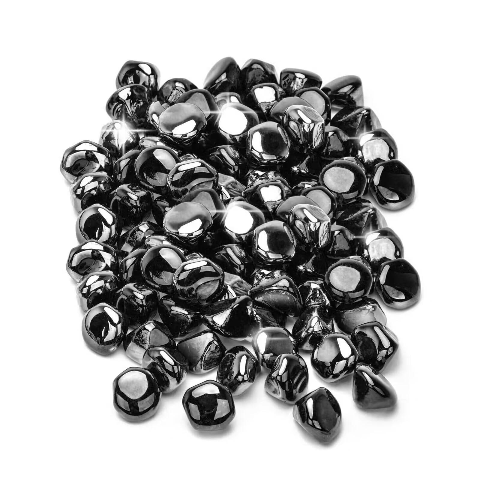 Photo 1 of Kleuete 10 Pound 1/2 Inch Fire Glass Diamonds for Natural or Propane Fire Pit Fireplace and Landscaping, 10 Pounds Onyx Black