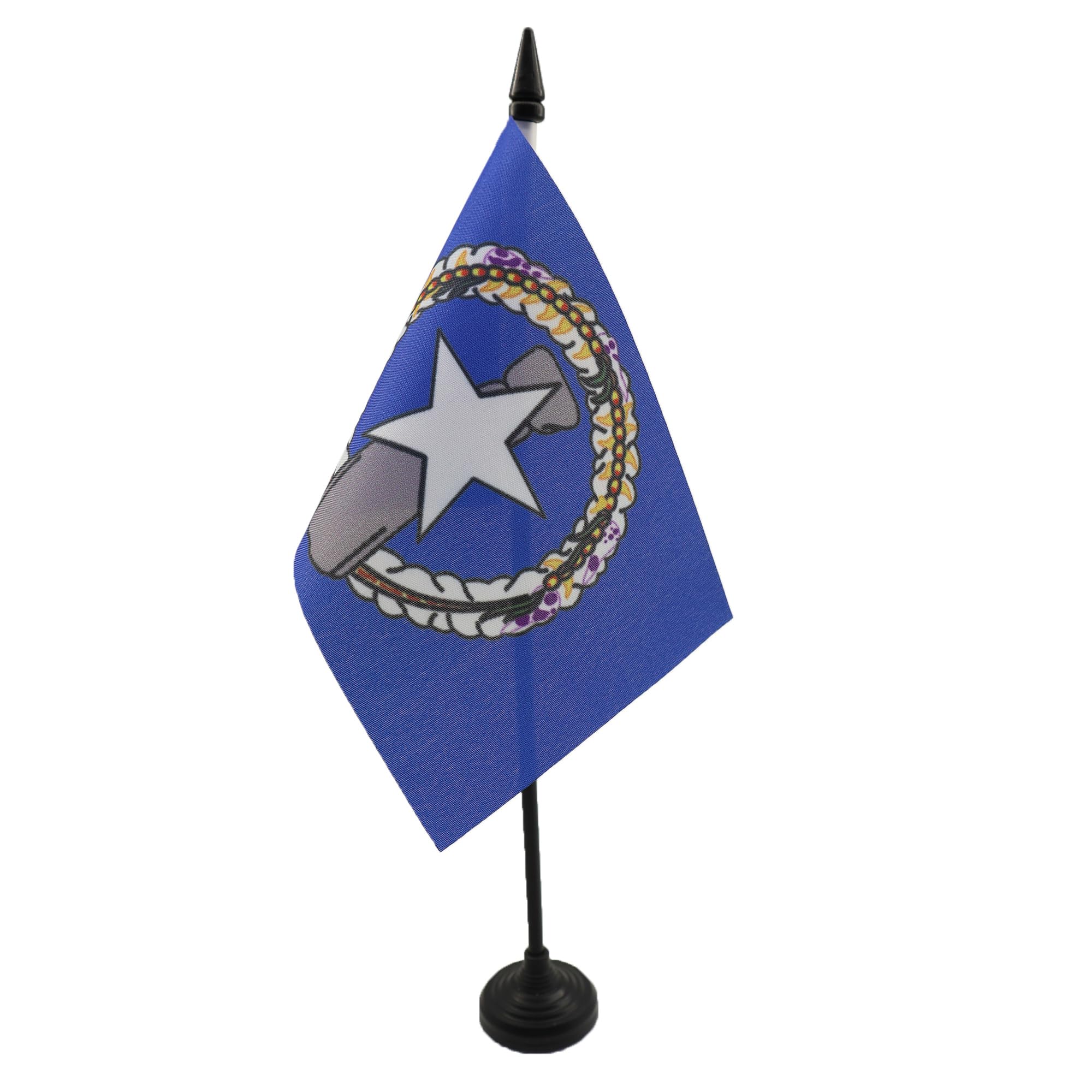 AZ FLAG - Northern Mariana Islands Table Flag 4'' x 6'' - Northern Mariana Islander Office Mini Banner 100% Polyester 15 x 10 cm - Mini Desk Flag with 10'' Pole and Black Plastic Base — image 1