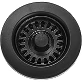 Serene Valley 3-1/2 inch Kitchen Sink Strainer Assembly with Stopper for Matching Color of Granite or Fireclay Sinks (Black)
