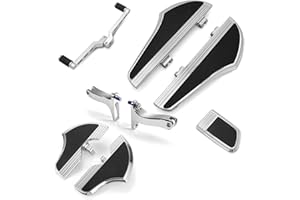 TOPRAMETAL For Harley Davidson Floorboards Touring Street Road Glide Passenger Defiance Floorboards Motorcycle Footboards (Chromed, Rider+Passenger+Shifter+pedal)