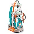 Smoby Cleaning Trolley - Toy Vacuum Cleaner with Realistic Lights & Suction Sounds - Toddler Broom, Mop, Brush, Dustpan, Bucket, Toy Empty Packaging, Kids Real Cleaner Pretend Play Set, Age 3+