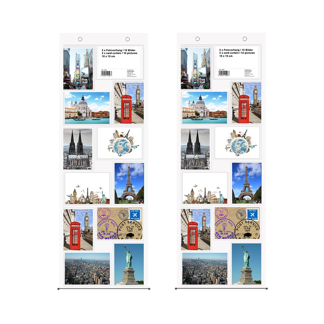 trendfinding® - Photo Curtain in Portrait and Landscape - For 12 Photos and Postcards Sized 10 x 15 cm - 2 Pack — image 1
