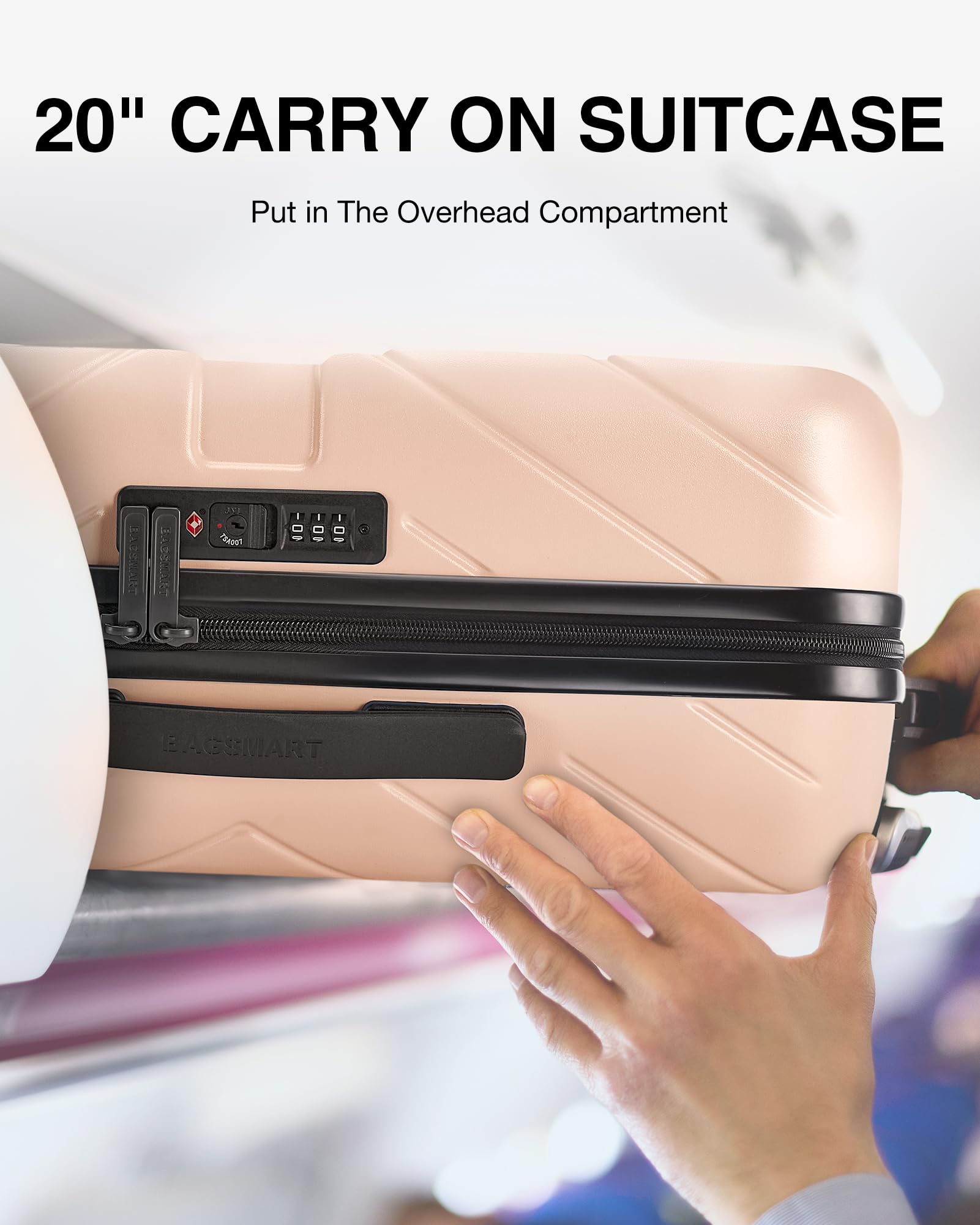 BAGSMART Carry On Luggage 22x14x9 Airline Approved, 100% PC Lightweight Carry On Suitcase, Hard Shell Luggage with Spinner Wheels, 20 Inch Rolling Suitcases, Sunny