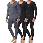 Winvote 3 Pack Thermal Underwear for Men Long Johns Fleece Lined Soft and Warm Set Base Layer for Cold Weather