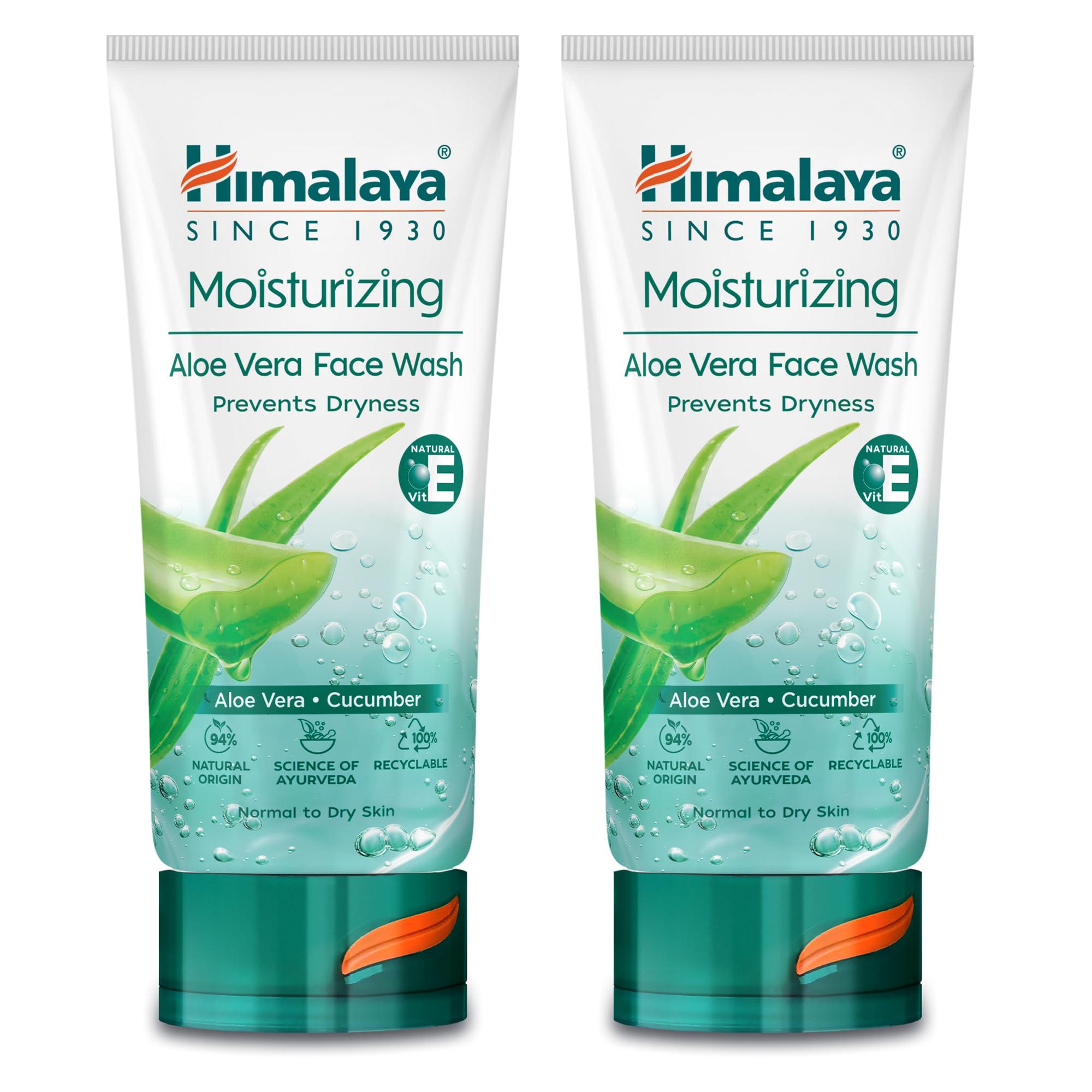 Himalaya Moisturizing Aloe Vera Face Wash,Cleanses, Soothes and Nourishes Skin,For Normal to Oily Skin- 150ml (Pack of 2)