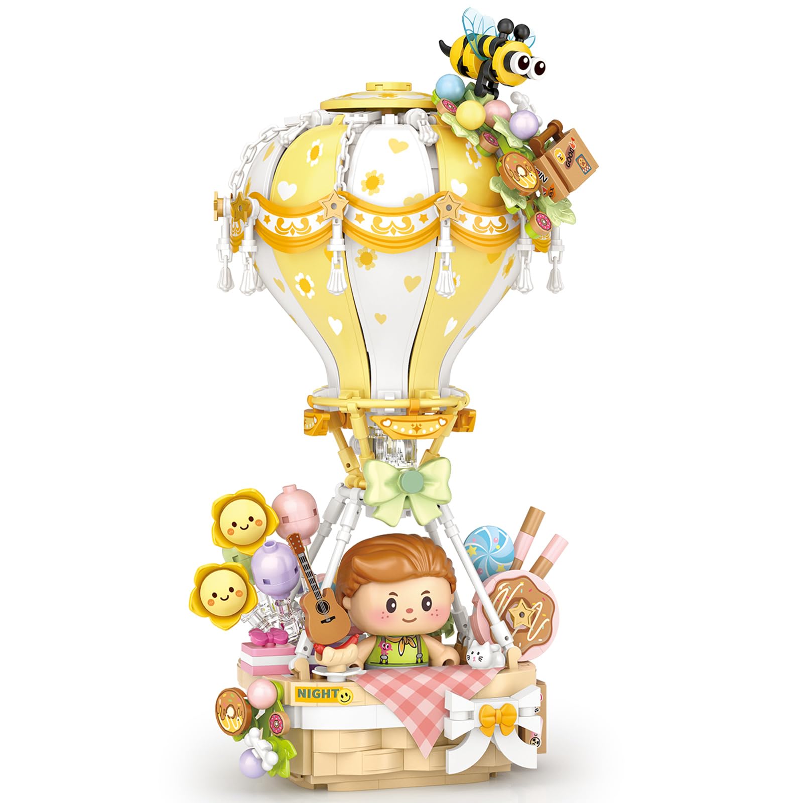 MEIEST Hot Air Balloon Building Blocks Set,Fantasy Dream Journey Collection Construction Building Bricks Toy,Home Decoration (Candy)