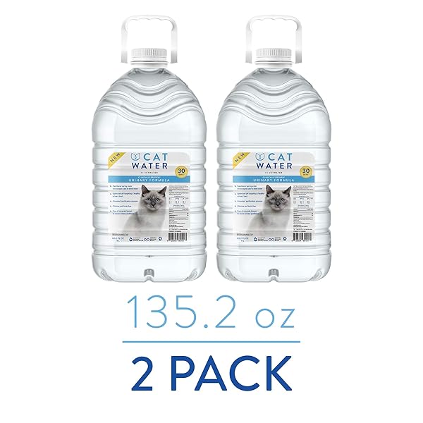 CATWATER BY VETWATER | PH-BALANCED AND MINERAL-FREE CAT WATER | CLINICALLY PROVEN URINARY FORMULA | HELPS PREVENT CAT URINARY ISSUES, FLUTD | 135.2 OZ, 2-PK, CLEAR (CW60101-2)