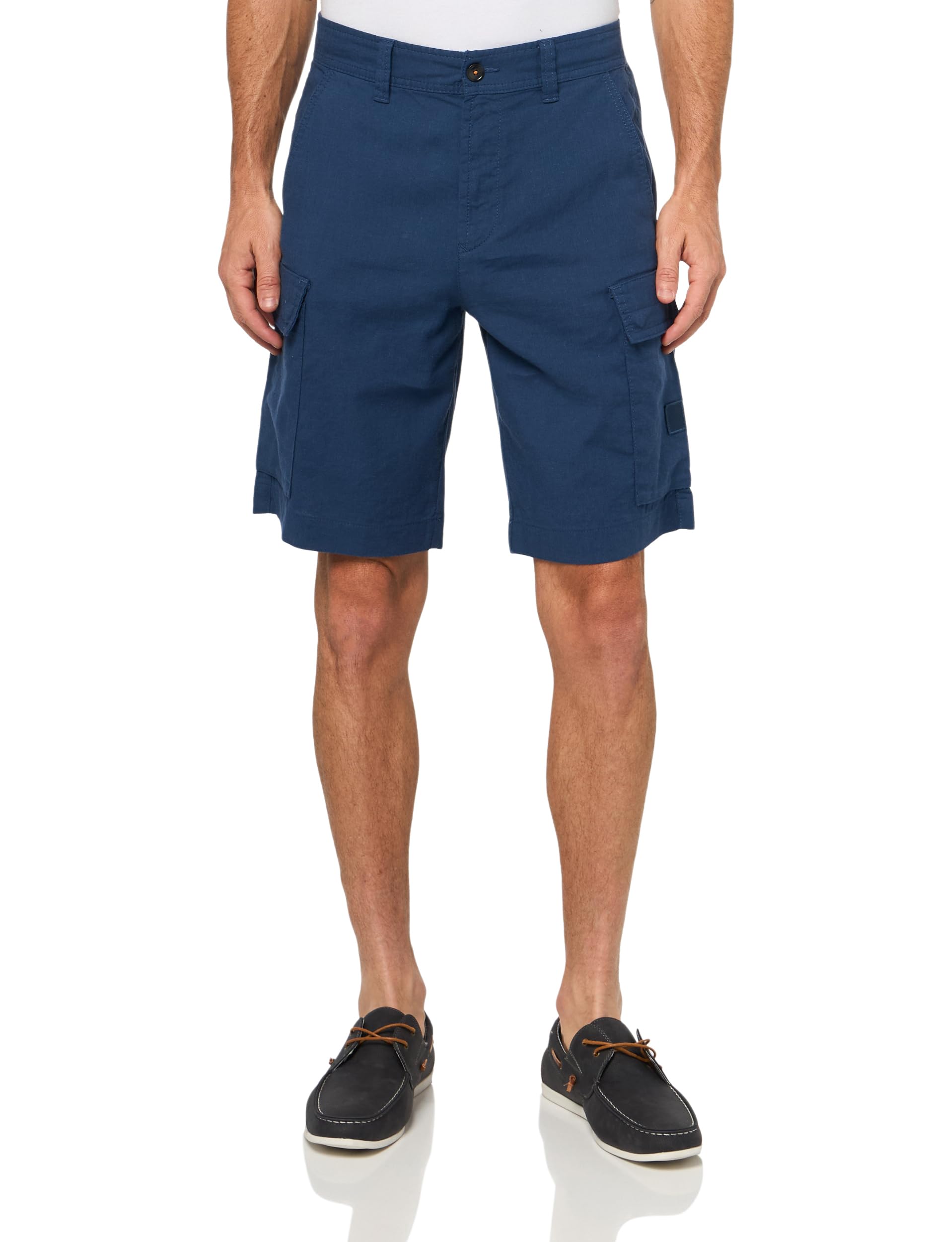 BOSS, Linen Blend Cargo Shorts, Pacific Blue, 33
