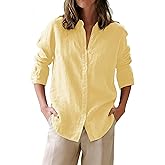 siliteelon Button Down Shirts for Women Oxford Shirt Cotton Dress Shirts Collared Long Sleeve Wrinkle Free Blouse Tops