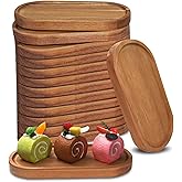 LECEHIVO 14 Pcs Acacia Wooden Serving Trays 10 Inch Appetizer Serving Board Wood Platter,Wooden Serving Platter,Oval Wood Plates Set for Charcuterie Food Dessert Fruit Parties and Entertaining