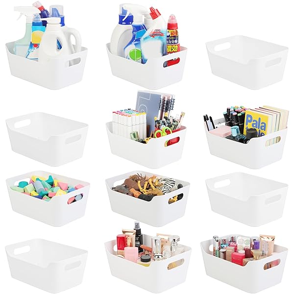 TIAWUDI 12 PACK STORAGE BINS, PLASTIC STORAGE CONTAINERS,...
