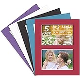 Golden State Art, Bevel Cut Mats for Two Photos, Acid-Free White Core for Photographs, Prints, Artworks - Great for Graduations, Frames (Mixed Color, 8x10 Mats for 4x6 Pictures, 5 Pack)