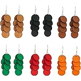Bohemian Wooden Layered Disc Dangle Earrings, Boho Style Round Drop Earrings for Women, Lightweight Statement Jewelry for Daily Wear & Party