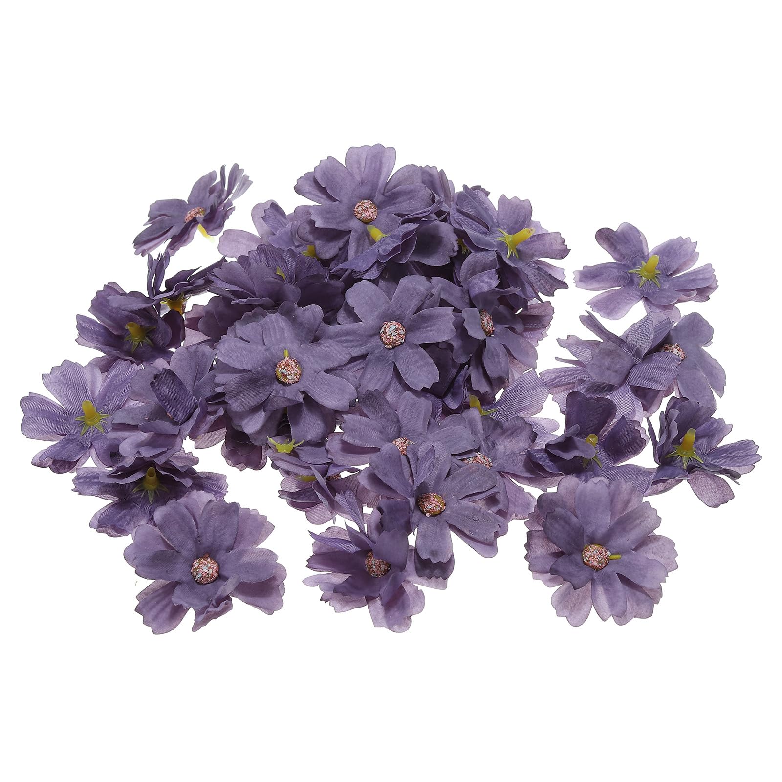 PATIKIL 1.77" Artificial Multi-layered Flower Heads, 50 Pack Silk Multi-layered Fake Flowers Heads for Wedding Floral Bouquet Decoration DIY Craft Making, Purple