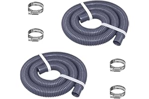 KUMATER Pool Filter Pump Hose for Intex Pool Accessories - 1.25"Diameter Replacement Pool Hoses for Above Ground Pools Parts Compatible with Coleman ＆ Bestway,59"Long With 8 Clamps (2, Grey)