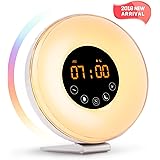 Sunrise Alarm Clock- Wake Up Light LED Clock with Sunrise Simulation and Sunset Fading Night Light-6 Natural Sounds/FM Radio/7 Colors Switch/10 Brightness Levels/Snooze Function for Heavy Sleepers