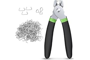 CAMWAY Hog Ring Pliers Kit & 300pcs 3/4inch Galvanized Steel Hog Rings, Professional Interior Exterior Decoration Installatio
