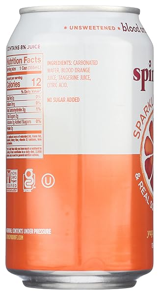 SPINDRIFT BLOOD ORANGE TANGERINE SPARKLING WATER SINGLE, 12 FZ
