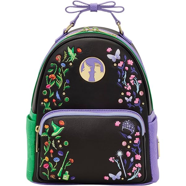 Loungefly Black, Teal & Purple Witch Portrait Mini Backpack Loungefly Disney Wickedly Cute Witch Minnie Cosplay Gitd  main image 3
