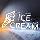 ATTNEON Ice Cream Neon Sign for Wall Decor,Ice Cream Neon Sign for Shop decor,Business Dessert LED light for Bar,Party,Bedroom Decoration,Birthday Christmas Decor,Size16.1 * 8.3 inch(JTLD022)