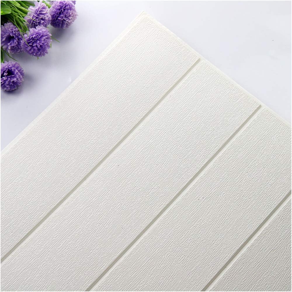 20 pcs 3D Wood Effect Wallpaper -Wood Wall Stickers Self Adhesive PE Foam for Living Room Bedroom Home Office 70 * 70cm (20, White)