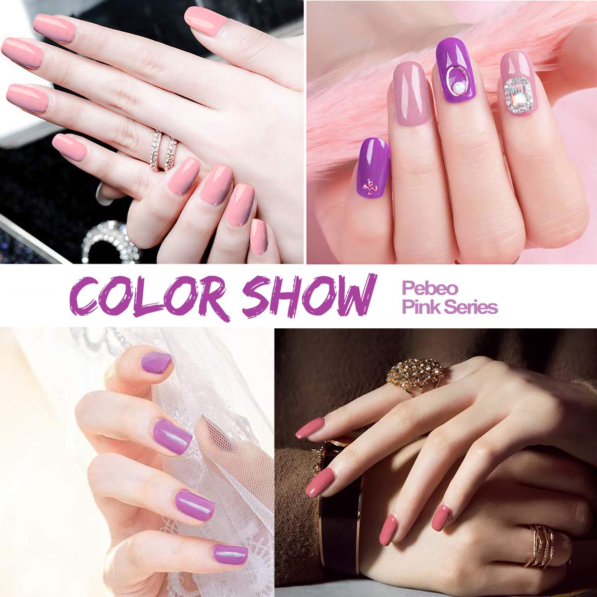 Japanese Canned Gel,Pebeo Gel Polish Nail Art Set - UV LED Soak Off Gel Kit 6 PCS 8 ml Each Manicure Varnish Set (Nude Pink)