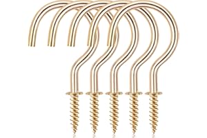 DRT DERUITAI Cup Screw Hooks,1-1/2 inch Metal Screw in Ceiling Hooks,45 Pack Metal Ceiling Cup Hooks Plant Hanger Hooks, Wind Chimes Hooks Kitchen Cup Hooks Great for Hanging Indoor & Outdoor Use(Golden)