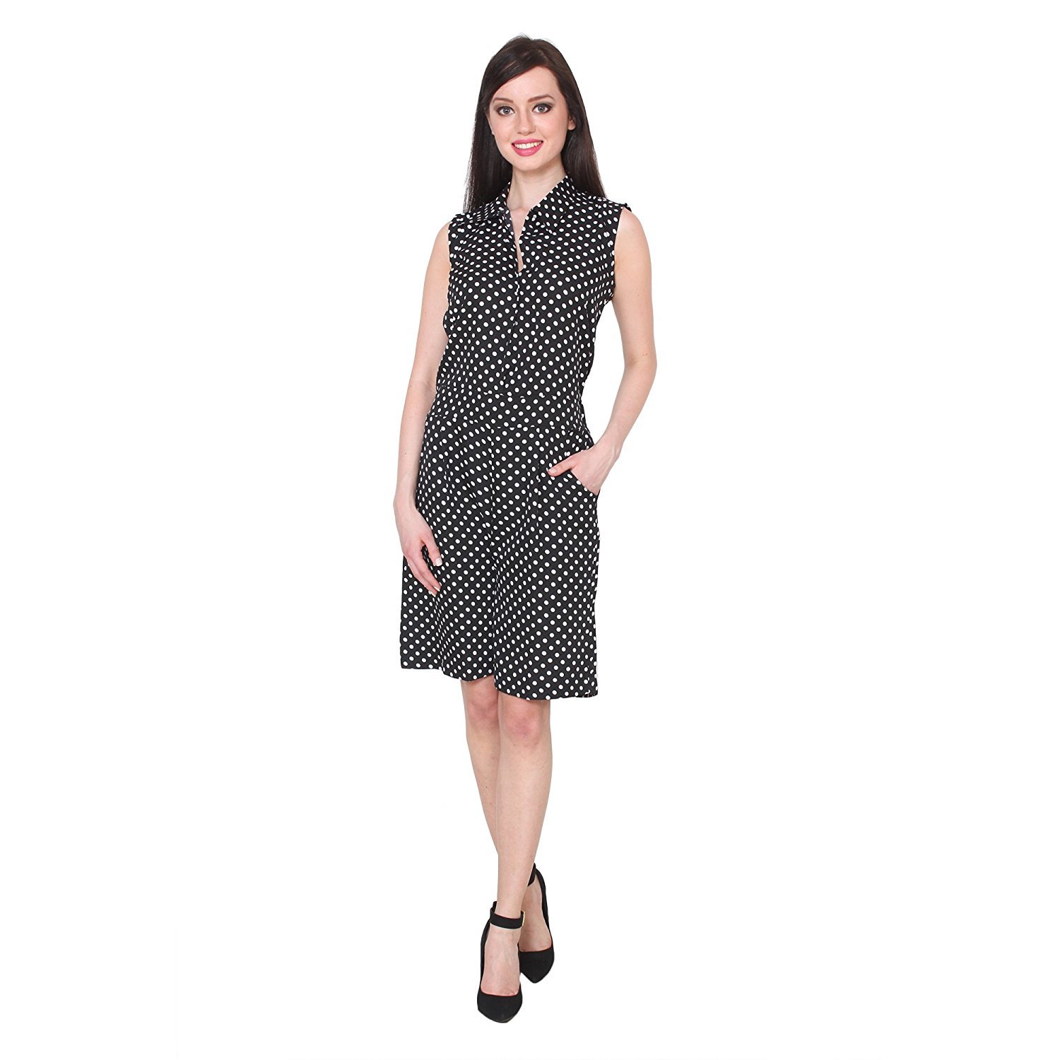 vivaa polka dot print sleeveless jumpsuit for women