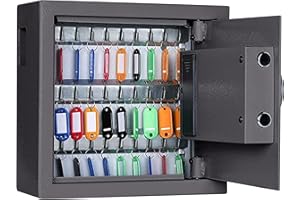 HOLOJOY Key Cabinet with Digital Lock - Heavy Duty Secured Storage, Lock Box with Key Tags Wall Mounted Metal Steel Key Safe - Ideal for Home Hotels Schools & Businesses