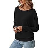 Poplab Womens Long Sleeve Shirts Fall Tops Casual Boat Neck Dolman Sleeve Basic Tee Shirts Fashion 2025