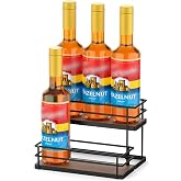 THYGIFTREE Coffee Syrup Rack Organizer, 2-Tier 6 Maple Syrup Bottle Holder | For Coffee Bar, Installation-free, Liquor Bottle Display Shelf, Coffee Syrup Shelf for Liquor Whiskey Wine Display
