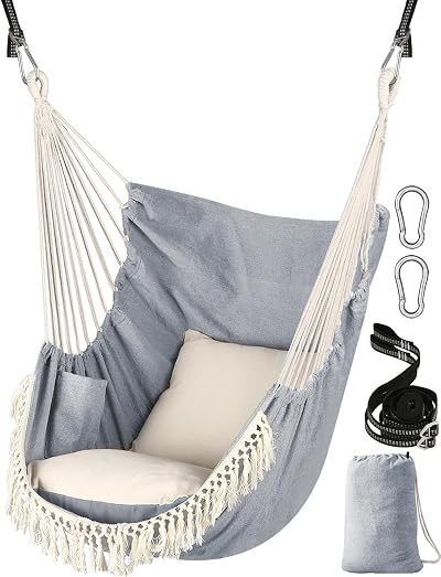 Chihee Hammock Chair 2 Seat Cushions Included Strong Webbing Straps Hooks
