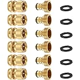 FINEST+ Garden Hose Quick Connector, Solid Brass 3/4 Inch Thread Fitting No-Leak Water Hose Female and Male Easy Connect (6 Sets)
