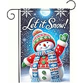 BlissYard Winter Snowman Garden Flag 12x18 Inch Double Sided Christmas Yard Flag Snowy Night Outdoor Decor Holiday Welcome Banner for Porch Lawn Patio Seasonal Garden Decoration