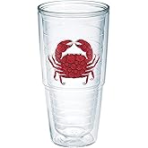 Tervis Red Crab Dots Made in USA Double Walled Insulated Tumbler Cup Keeps Drinks Cold & Hot, 24oz, No Lid