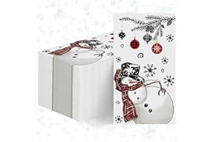 Horaldaily 100 Christmas Disposable Paper Decorative Guest Napkins, Christmas Snowman Ball Ornaments Hand Towel for Party Lun
