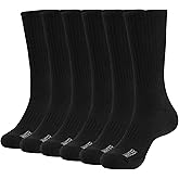 WANDER Men's Running Crew Socks 6 Pairs Cotton Athletic Socks for Men Cushion Performance Socks 8-12/12-15
