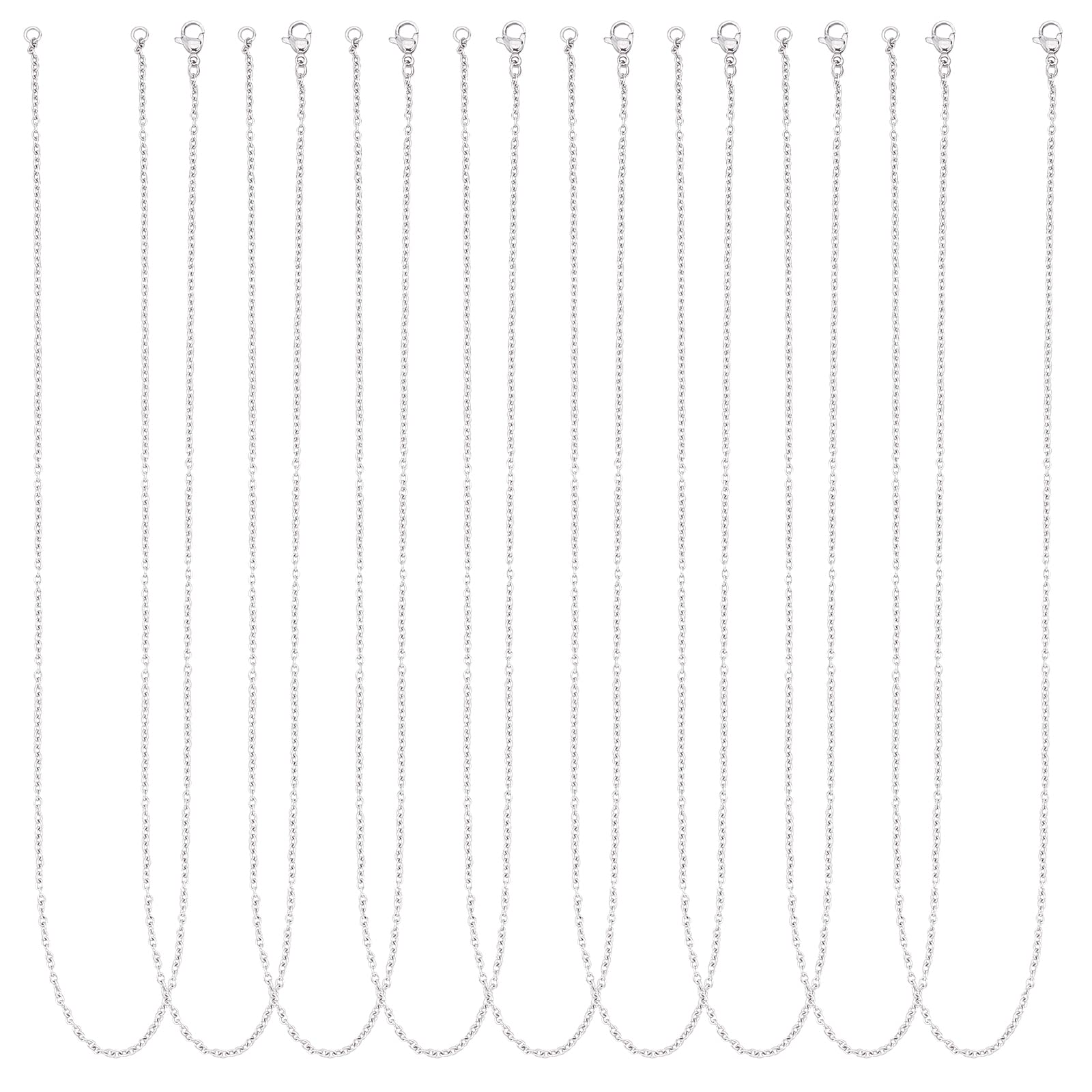 UNICRAFTALE 20pcs 17.7in Stainless Steel Necklace Cable Chains with Lobster Claw Clasps Stainless Steel Color Necklace Chain for Men Women Jewelry Chain DIY Making