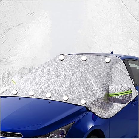 Amazon Co Jp 車フロントガラスカバー アイススノーフロストガード バックミラーカバー 車用凍結防止カバー 反射ストリップ付き より厚い4層 磁気エッジ付き ほとんどの車のsuv用 Mahfei Color Silver Size M ホーム キッチン