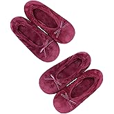 Panda Bros 2 Pairs Women's Ballerina House Slippers, Anti-Skid Comfy Warm Ballet Style Slippers