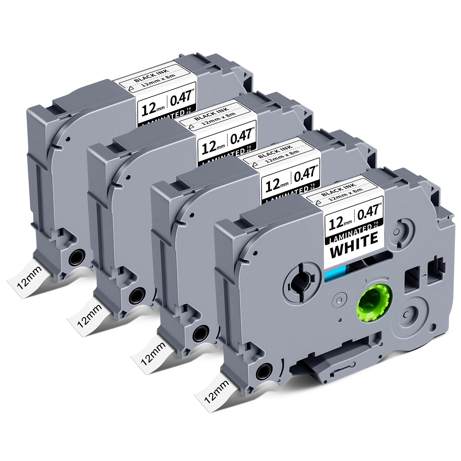 Photo 1 of 12mm 0.47 Laminated White Tz Tape Compatible for Brother Label Maker Tape TZe-231 TZe231 Work with PTouch PT-D220 D210 H110 D200 D400 1280 D610BT 1880 1830 Refills, TZ TZe 1/2" Black on White, 4-Pack