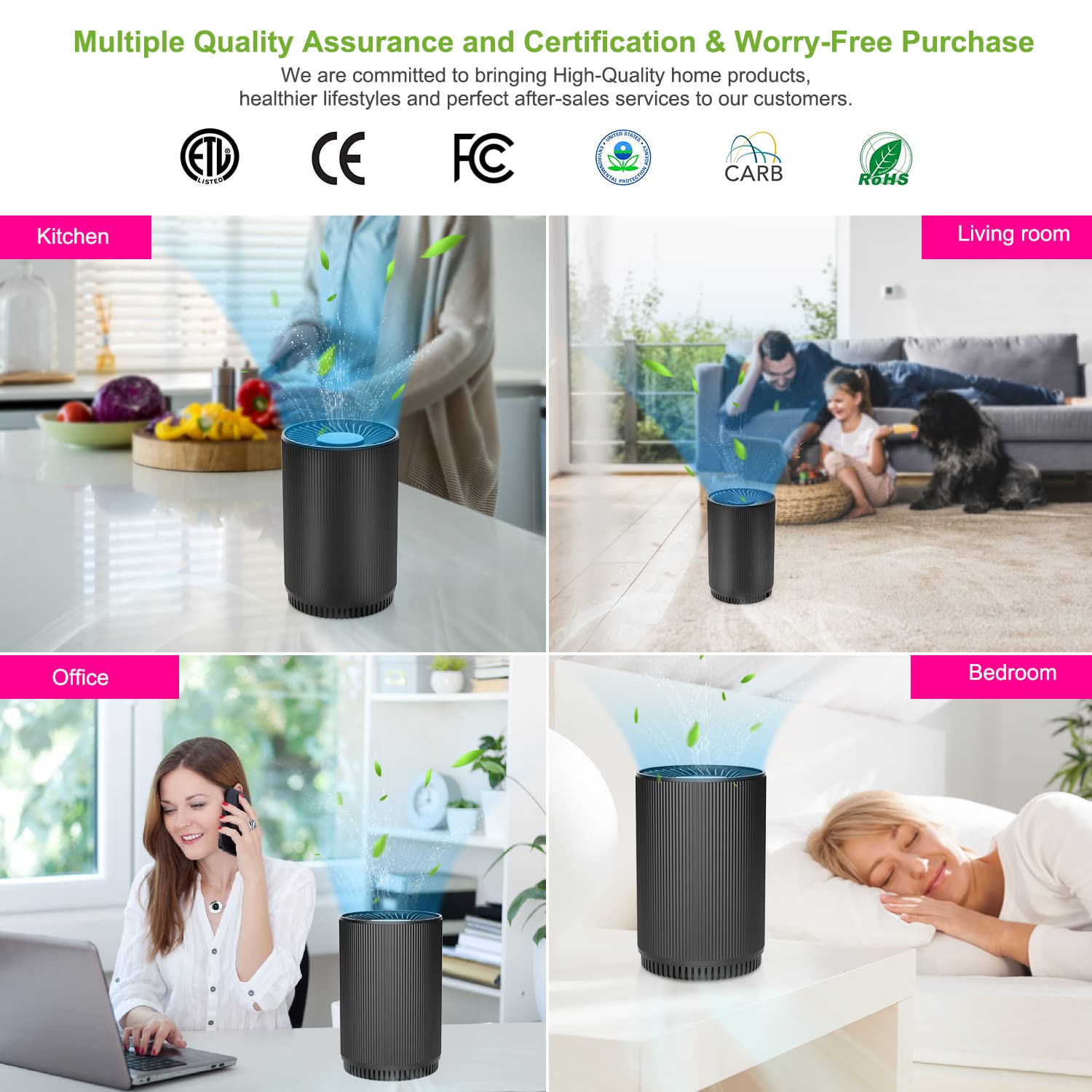 (2 Pack KJ80 Air Purifier + 2 Pack HEPA Air Filter Combo Purchase), Druiap Air Purifiers for Home Bedroom with H13 HEPA Air Filter, for Office,Babyroom,Living Room,Kitchen,Apartment,Dorm,Ozone Free