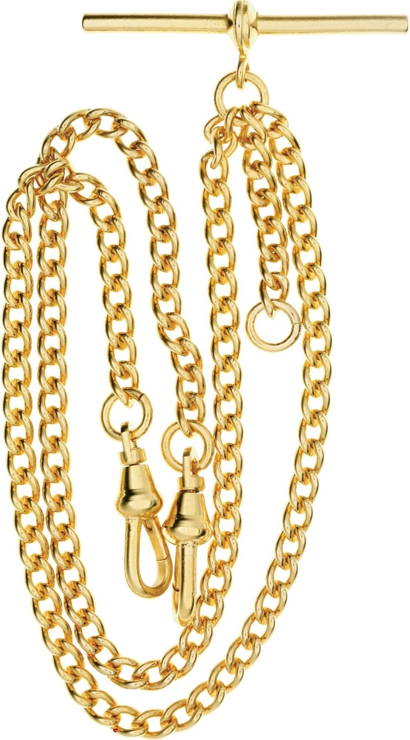Double Albert Chain for Pocket Watch Finished in Rolled Gold Gents Watches