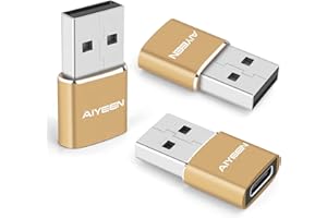AIYEEN Upgraded USB C Female to USB A Male Adapter,Type C to USB A Charger Cable Converter for Apple iWatch 7 AirPods,MacBook,iPhone 12 13 14 15 Series,iPad Mini 6,Samsung Galaxy S20 S21 S22 (3Pack Gold)