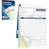 50 Sets Contractor Invoice Book 2 Part 7.3 x 11 Inch Invoice Receipt Book | 2-Part Carbonless for Work Order Estimate Forms Work Order Receipt Book for Small Business Suppliers Distributors