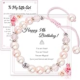 Birthday Gifts for Girls Bracelets, Beaded Bracelets as 1 3 4 5 6 7 8 9 10 11 Year Old Girl Birthday Girls Presents, Adjustable Pearl Bracelet with Letter as Birthdays Girl for Daughter Niece
