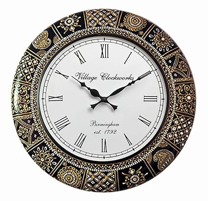 RoyalsCart Floral Design Painting Analog Wall Clock - 18 x 18 Inch,Multicolor