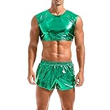 AMY COULEE Mens Metallic Crop Top Sexy Shiny Tank